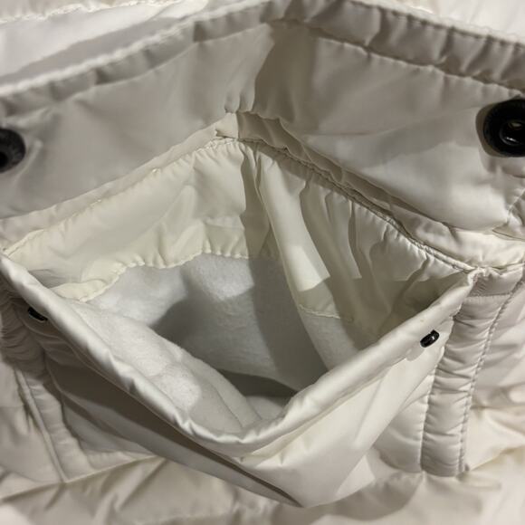 Lands' End Women's Down Commuter Parka Coat Ivory Hooded Puffer Size Large Warm! - Picture 7 of 13